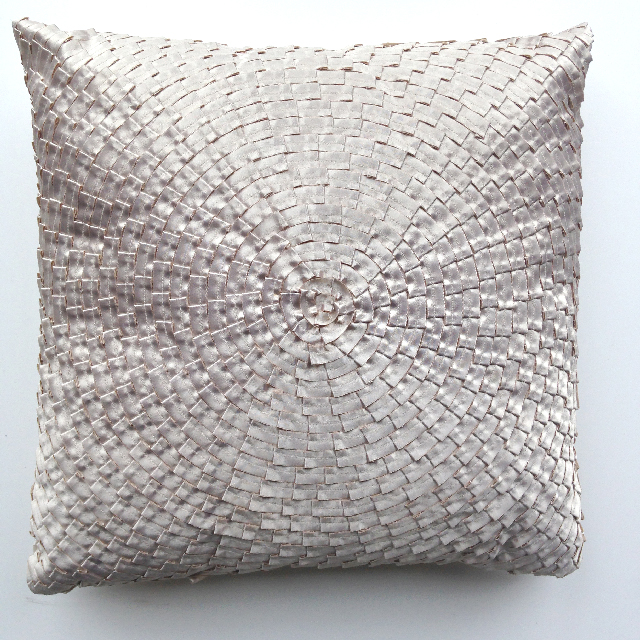 CUSHION, Off White Satin Pintuck